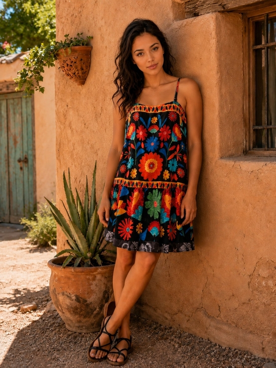 Dresses & Skirts - Boho Boutique Floral Black Mini Dress